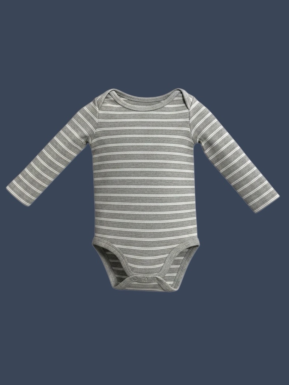 Little Sleepies Long-Sleeve Gray Striped Baby One-Piece Bodysuit